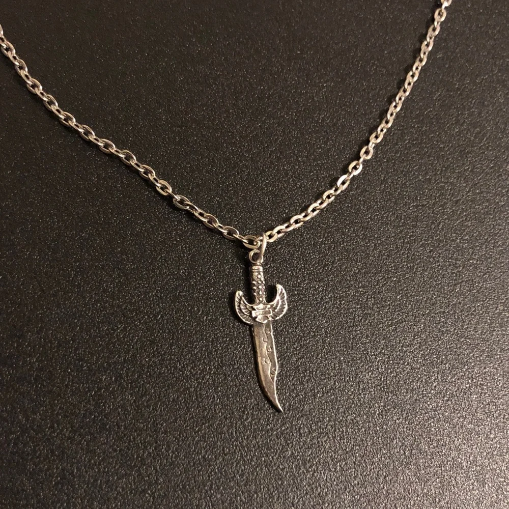 Harley Davidson Silver-Tone Dagger Pendant Necklace